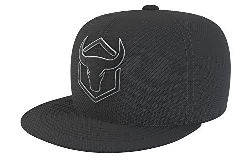 Iron Bull Strength Snapback - Adjustable Hat - Flat Bill Baseball Cap Snap Hats BlackBlack