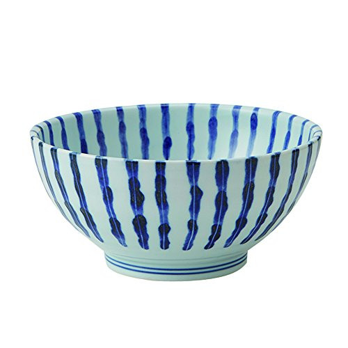 Zen Table Japan Large 40 oz Ramen Noodle Udon Pasta Soup Donburi SANUKI BowlServing Bowl Japanese Simple ArabesqueStripe Pattern Damitokusa -Made in Japan