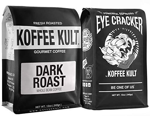 Koffee Kult Espresso Coffee Beans Sample Pack 12oz Dark Roast 12oz Eye Cracker