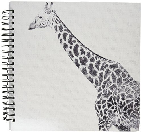 3dRose db-47701-2 Black and White Giraffe Sketch-Animals-Art Memory Book 12 by 12-Inch
