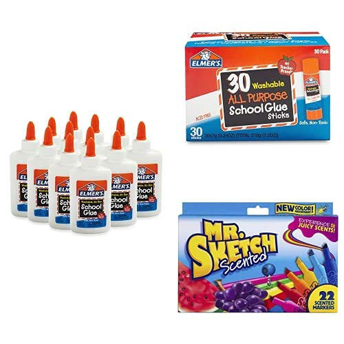 Elmers Liquid Glue 4 Ounces 12 Count   Elmers Glue Sticks 30 Count with Mr_ Sketch Marker 22 Count