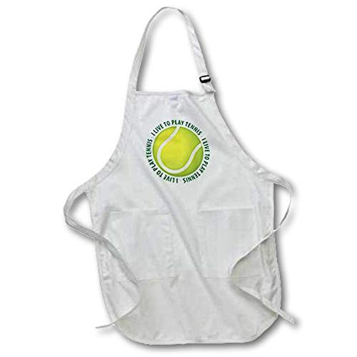 3dRose I Live to Play Tennis - Text Around Tennis Ball - Full Length Apron 22 by 30-Inch Black with Pockets apr-41817-4 3dRose I Live to Play Tennis - Text Around Tennis Ball - Full Length Apron 22 by 30-Inch Black with Pockets apr-41817-4
