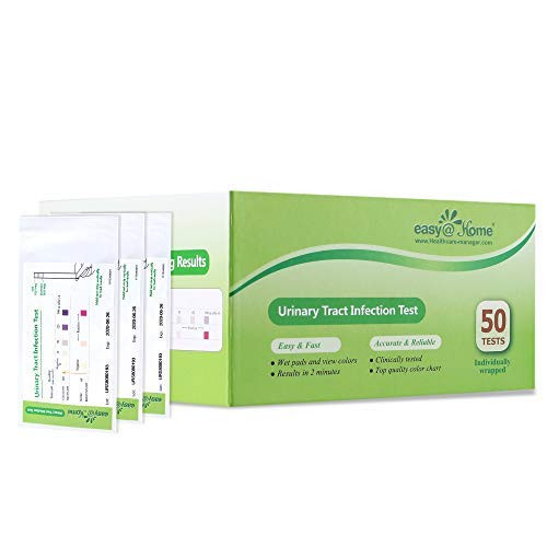 EasyAHome 50 Individual Pouch Urinary Tract Infection Test Strips UTI Urine Testing Kit for Urinalysis and Detection of Leukocytes and Nitrites UTIPOUCH-50P