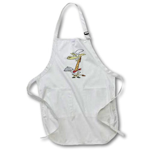 3dRose apr-104325-4 Silly Chef Cook Giraffe Cartoon-Full Length Apron with Pockets 22 by 30-Inch Black