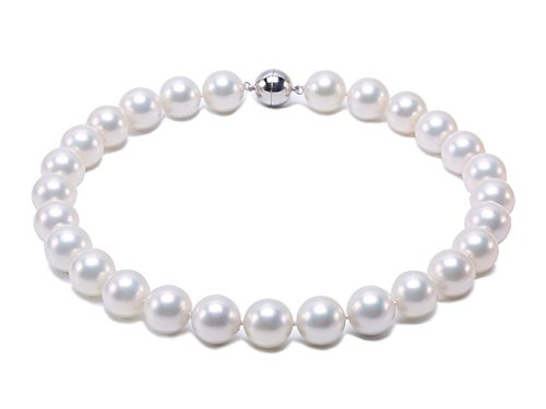 JYX Pearl Necklace Classic16mm Round Seashell White Pearl Necklace for Women 18