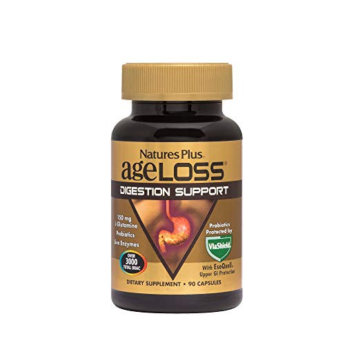 NaturesPlus AgeLoss Digestion Support - 90 Vegetarian Capsules - Antioxidant Enzyme   Probiotic Supplement Anti-Inflammatory   Anti-Aging - Gluten-Free - 30 Servings