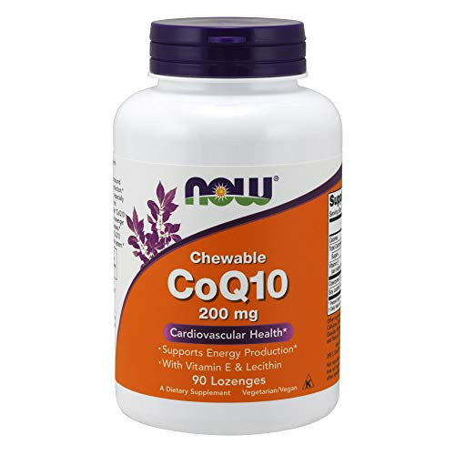 NOW Supplements CoQ10 200 mg Pharmaceutical Grade All-Trans Form produced by Fermentation 90 Lozenges
