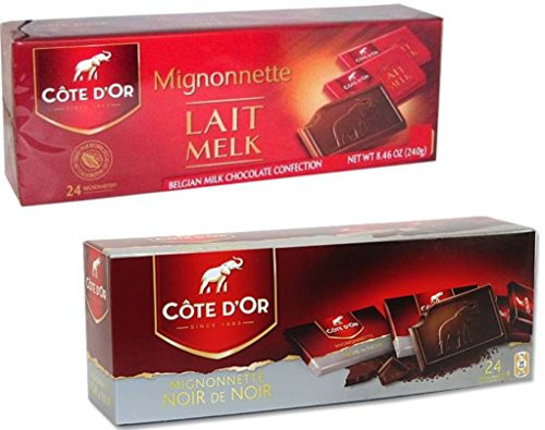Cote DOr Belgian Chocolate Mignonnette 2 Flavor Variety Bundle 1 Extra Dark Chocolate and 1 Milk Chocolate 8_46 Ounces