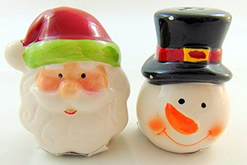 Ceramic Santa & Snowman Salt & Pepper Shaker Set