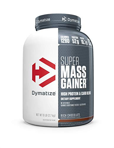 Dymatize Super Mass Gainer Protein Powder 1280 Calories   52g Protein Gain Strength   Size Quickly 10_7g BCAAs Mixes Easily Tastes Delicious Rich Chocolate 6 lbs