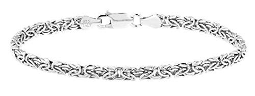 Miabella 925 Sterling Silver or 18K Gold Over Silver Italian 4mm Byzantine Link Chain Anklet Ankle Bracelet for Women Teen Girls 9 or 10 Inch 925 Italy Sterling Silver 9 Inches