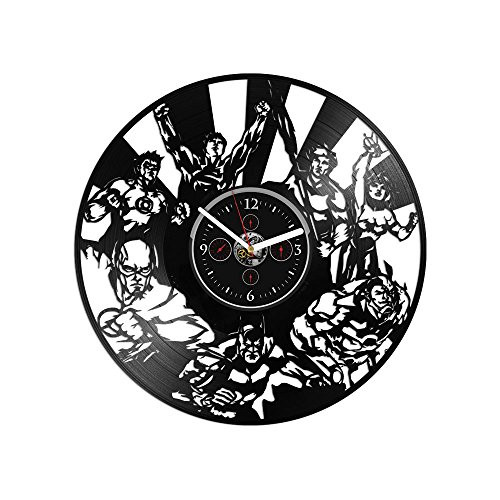 Clock Vinyl Wall Clock Justice League Clock Gift for Kids Batman Wonder Woman DC Comics Gift Vinyl Record Wall Clock 12 inch Vinyl Wall Clock DC Gift for Man Aquaman Superman Flash