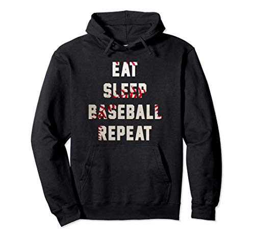 Eat Sleep Baseball Repeat Hoodie Baseball Player Fan Gifts Pullover Hoodie