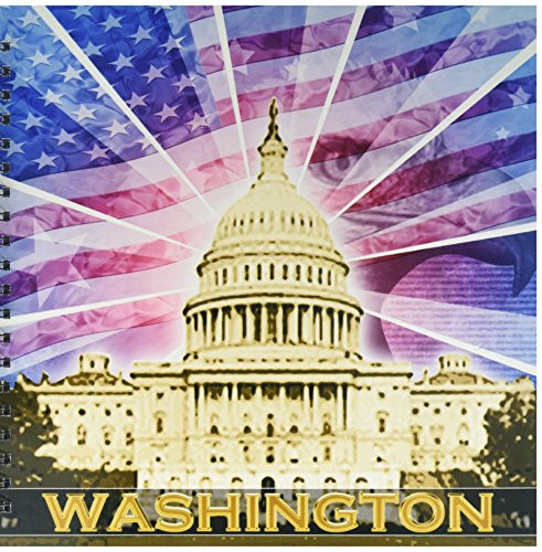 3dRose db-19413-2 Washington Dc Patriotic American Flag with Bald Eagle and Capitol Building Memory Book 12 by 12-Inch
