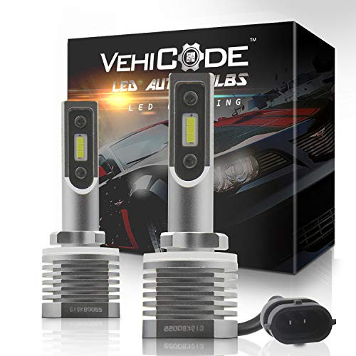VehiCode 880 881 LED Fog Light Bulb Slim Conversion Kit 885 886 893 894 896 898 899 LED Headlight Bulbs - High Power 6-CSP 2121 LED - 5500lms 6000K White Plug-N-Play Fanless DRL Replacement 2 Pack