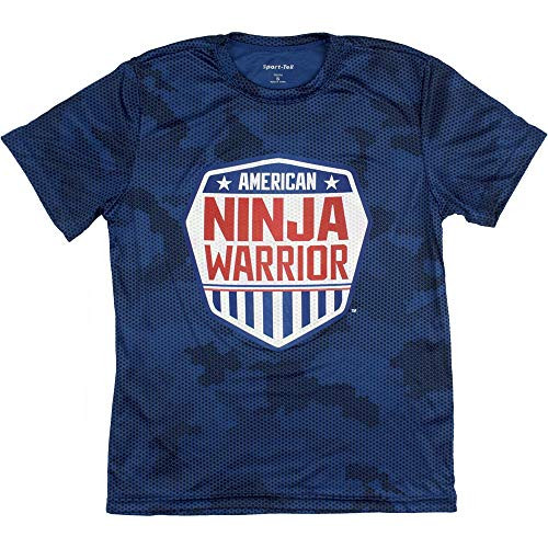 American Ninja Warrior Kids Camo Short Sleeve Performance T-Shirt Medium Blue