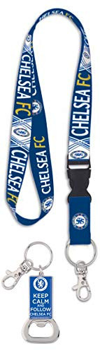 WinCraft Bundle 2 Items English Premier League Chelsea FC 1 Lanyard Id Holder and 1 Metal Bottle Opener Key Ring