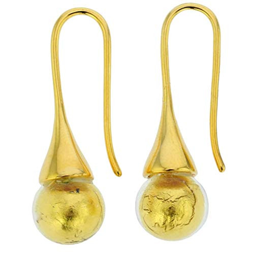 GlassOfVenice Murano Glass Drop Earrings - Liquid Gold