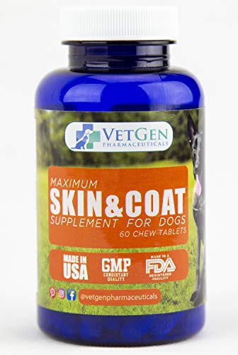 VetGen Maximum Skin   Coat Supplement  Medium Chew Tablets for Dogs