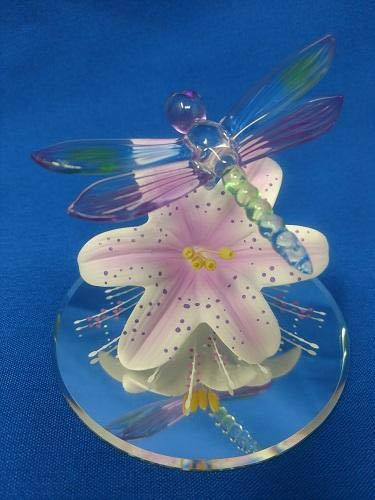 Glass Baron ~ Lavender Lily with Dragonfly Figurine