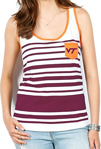 NCAA Virginia Tech Hokies Womens Variegated Stripe Pocket Tank XX-Large White