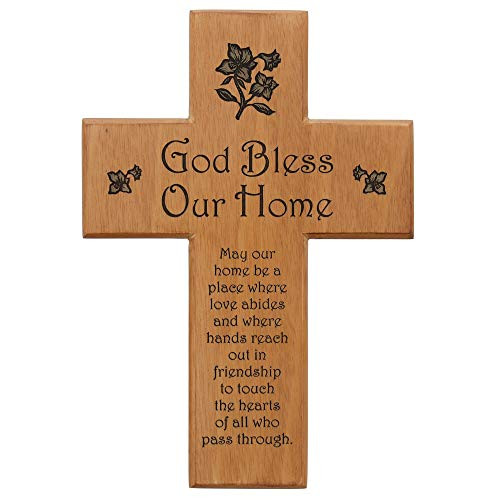 Mahogany God Bless Our Home May Our Home Be a Place___ 8 Wall Cross
