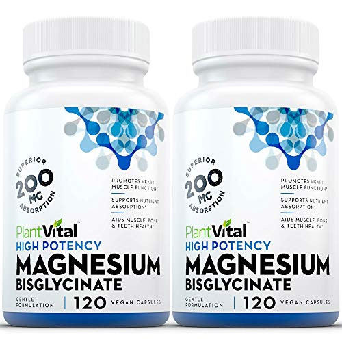 New Pure Magnesium GLYCINATE_ 120 Vegan Capsules 200mg Pure Magnesium Per Capsule_ Magnesium Bisglycinate Supports Heart Health Muscle Mass Stress Sleep Bone Density Headaches   Leg Cramps_