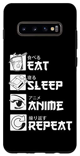 Galaxy S10 Funny Anime Lover Accessorie I Eat Sleep Anime Repeat Case