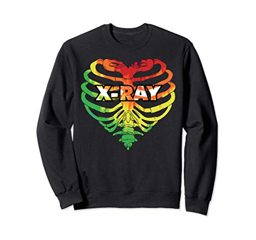 X-Ray Tech Tie Dye Rainbow Radiology Heart Ribs Halloween Sweatshirt