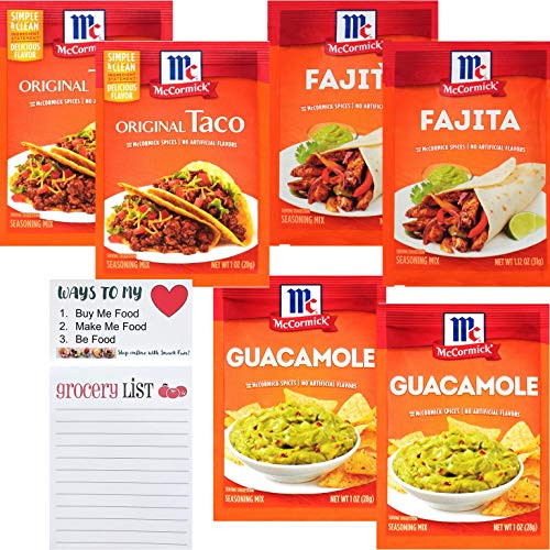 Guacamole Seasoning Mix  Original Taco  Fajita  McCormick Seasoning Mix Variety Pack of 6  Snack Fun Shopping Pad