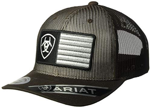 ARIAT Mens Full Mesh Shield Flag Center Cap Brown One Size