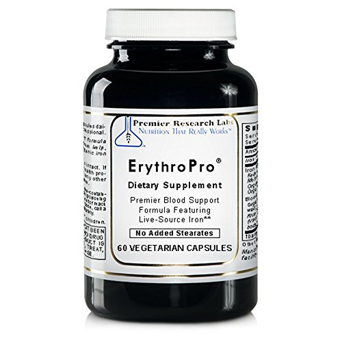 ErythroPro R 60 Capsules Vegan Product - Premier Blood Support Formula with Live-Source Iron Featuring Iron Elite TM