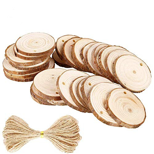 Natural Wood Slices 30 Pcs 2.4"-2.8" Round Circles Unfinished Predrilled Tree Bark Log Discs with Holes for DIY Crafts Rustic Wedding Decoration Vintage Wedding Ornaments Natural Wood Slices 30 Pcs 2.4"-2.8" Round Circles Unfinished Predrilled Tree Bark Log Discs with Holes for DIY Crafts Rustic Wedding Decoration Vintage Wedding Ornaments