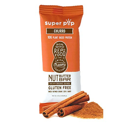 Super Pop Snacks Plant Based Protein Bars ?All-Natural Peanut Butter Bars with Organic Whole Foods ?Clean Energy? Delicious Gluten Free Soy Free and Dairy Free 10g Protein Churro 12 pack Super Pop Snacks Plant Based Protein Bars ?All-Natural Peanut Butter Bars with Organic Whole Foods ?Clean Energy? Delicious Gluten Free Soy Free and Dairy Free 10g Protein Churro 12 pack