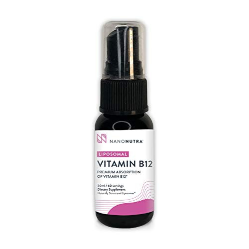 Liposomal Vitamin B12 Methylcobalamin by NanoNutra - Fastest Absorbing Liquid Vitamin B12 Methylated Formula  Energy Support  Brain Health Support  Immunity Support  Mood Support Supplement*