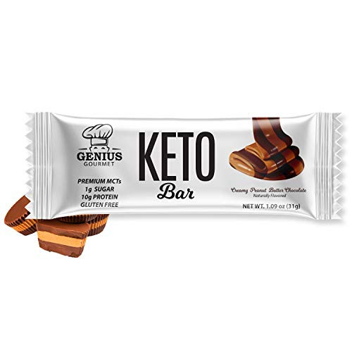 Genius Gourmet Gluten Free Keto Protein Bars - Keto Friendly Low Carb Low Sugar Snack - Natural Ketogenic Chocolate Peanut Butter - 12 Count Genius Gourmet Gluten Free Keto Protein Bars - Keto Friendly Low Carb Low Sugar Snack - Natural Ketogenic Chocolate Peanut Butter - 12 Count