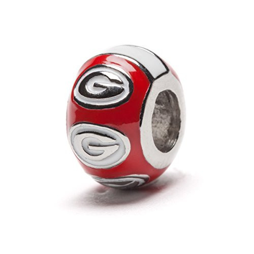 University of Georgia Charm  UGA Red Round Bead Charm  Officially Licensed University of Georgia Jewelry  UGA Charms  Georgia Bulldogs UGA Jewelry  Georgia Charms  Stainless Steel