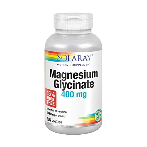 Solaray Magnesium Glycinate 400 mg Healthy Relaxation Bone Cardiovascular Support 275 CT Solaray Magnesium Glycinate 400 mg Healthy Relaxation Bone Cardiovascular Support 275 CT