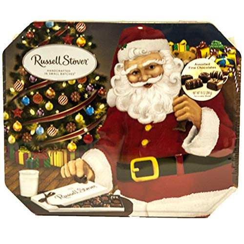Russell Stover Assorted Fine Chocolates Classic Santa Tin 10 oz_