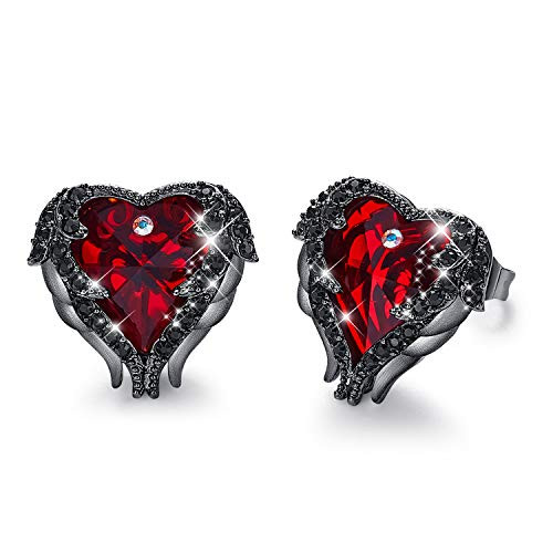 CDE Angel Wing Women Studs Earring Dark Red Crystal Heart Ocean Jewelry Earrings Hypoallergenic   Nickel Free Christmas Jewelry Gifts for Mom CDE Angel Wing Women Studs Earring Dark Red Crystal Heart Ocean Jewelry Earrings Hypoallergenic   Nickel Free Christmas Jewelry Gifts for Mom