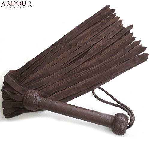 Real Cow Hide Suede Leather Flogger Brown Suede Flogger 25 Tails