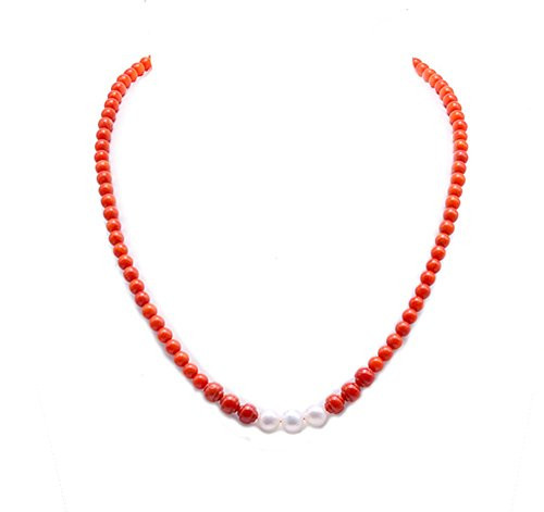 JYX Single Strand Coral Beads Necklace Natural 3_5-5_5mm Orange Coral Beads and freshwater Pearl Jewelry for Women 5-5_5mm19 JYX Single Strand Coral Beads Necklace Natural 3_5-5_5mm Orange Coral Beads and freshwater Pearl Jewelry for Women 5-5_5mm19
