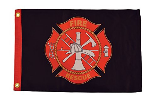 In the Breeze Fire Rescue Lustre Grommeted Boat Flag, 12 by 18-Inch