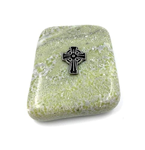 Irish Connemara Marble Paperweight with Pewter Cross
