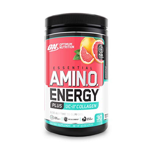 Optimum Nutrition Amino Energy  Collagen Powder - Pre Workout Post Workout Muscle Recovery Energy Powder with Amino Acids Vitamin C for Immune Support - Grape Remix 30 Servings