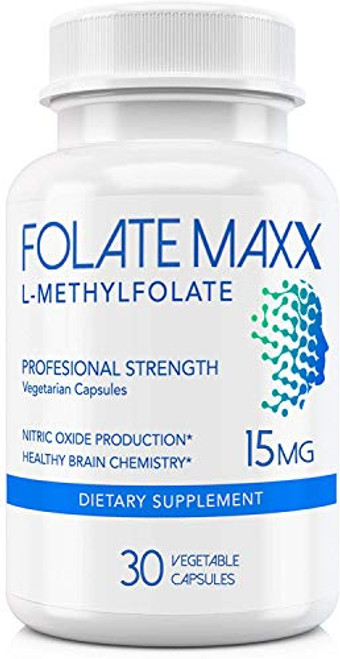 FolateMaxx L-Methylfolate 15 mg 30 Capsules Professional Active Folate Non-GMO Methyl Folate 5-MTHF