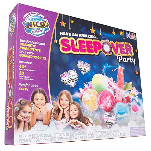 WILD Science Sleepover Party - 3-in-1 Spa STEM Kit for Ages 8 - Make Your Own DIY Perfume Bath Bombs and Soap - Learn The Chemistry of Beauty