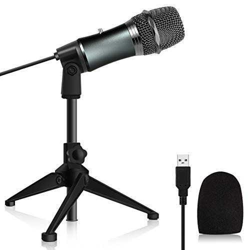 Kithouse K38C USB Computer Microphone for Computer PC Laptop Gaming Podcast Microphone Condenser Studio Recording Microphone Desktop with Tripod for Streaming Vocal Recording and YouTube