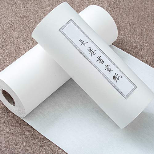 KYMY ChineseJapanese Calligraphy Paper RollSumi PaperXuan PaperRice Paper for Writing and PaintingChinese Long Scroll Brush Ink Roll Xuan Paper-50cmX25 mHalf Sheng Shu Raw Ripe Xuan