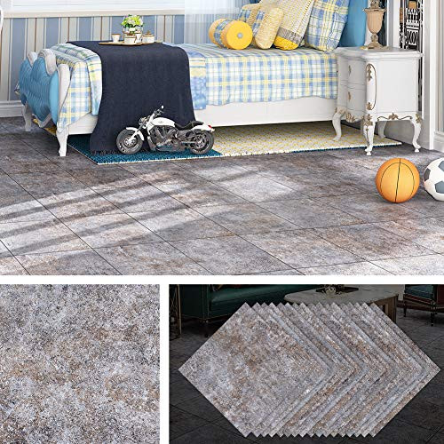 Livelynine Peel and Stick Floor Tile Adhesive Vinyl Flooring Peel and Stick Tiles for Bedroom Garage Floor Gym Floor Kitchen Backsplash Waterproof Flooring Stickers 12x12 Inch 16 Pack